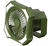 Ventilador de Pie Plegable con LED y Mando a Distancia, para batería Recargable USB para Camping, Ajustable 39-105cm, Silencioso Oscilante Negro(Green)