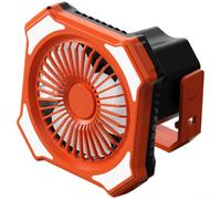 Ventilador de Pie Plegable con LED y Mando a Distancia, para batería Recargable USB para Camping, Ajustable 39-105cm, Silencioso Oscilante Negro(Orange)