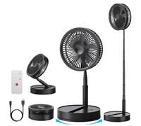Ventilador de Pie Portatil Silencioso - 8,6" Plegable Suelo/Mesa Fan con Mando a Distancia, 8000mAh Bateria USB C Recargable, 4 Modos, Temporizador, Auto-rotación, para Dormir Oficina Camping (Negro)