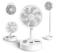 Ventilador de pie silencioso, plegable, con mando a distancia, temporizador, 4 velocidades y luz nocturna