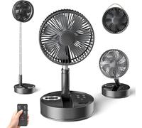 Ventilador de pie silencioso - Ventilador de mesa portátil - Enfriamiento para interiores y exteriores - 35 horas de duración de la batería - 198 cm - Negro