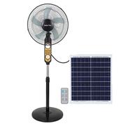 Ventilador de pie Vega con batería y panel solar (Negro, 45 cm, 120 cm)