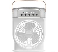 Ventilador de pulverización recargable por USB con 5 boquillas ajustables, humidificador de tanque de agua de 600 ml, enfriador de aire portátil de 3 velocidades con luz LED de 7 colores para