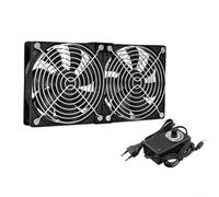 Ventilador de refrigeración de chasis de 12 V, 3000 rpm, controlador giratorio y protector de seguridad de metal para estación de trabajo, estante de servidor, dispositivo electrónico (2 ventiladores)