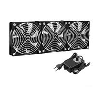 Ventilador de refrigeración de chasis de 12 V, 3000 rpm, controlador giratorio y protector de seguridad de metal para estación de trabajo, estante de servidor, dispositivo electrónico (3 ventiladores)
