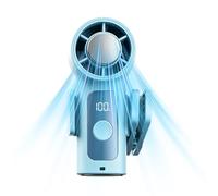 Ventilador de refrigeración de mano, recargable por USB, pequeño ventilador | Ventilador personal con pantalla LED y clip extraíble, rotación de 360 grados, para cochecito, verano, camping, playa