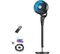 Ventilador de suelo eléctrico - Ventilador de pie silencioso - Enfría espacios - Potente circulación de aire - Alcance de hasta 24 metros - Color negro