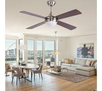 Ventilador de techo, 122 cm, con iluminación LED regulable y control remoto, diseño en color marrón, 6 velocidades, motor DC, ultraligero, ideal para