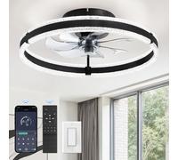 Ventilador de techo, 51 cm, diseño tipo golf, doble aro, control mediante aplicación y mando a distancia