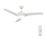 Ventilador de techo Cascais (Blanco, 132 cm, 30 W, Blanco cálido)