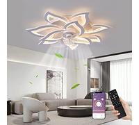 Ventilador De Techo Con Iluminación 100W Silencioso Moderno - Luz LED Regulable 10 Luces 12000LM Forma De Flor Reversible - Para Sala De Estar, Dormitorio, Comedor