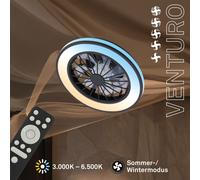 BRILONER - Ventilador de techo con luz LED, mando a distancia, motor DC silencioso con 5 velocidades, CCT y luz regulable, lámpara ventilador techo dormitorio, 38 x 14 cm, negro