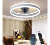 Ventilador de techo con iluminación, silencioso, diseño moderno, con control remoto, temporizador, lámpara de techo, ventilador con luz, ideal para salón, dormitorio y comedor