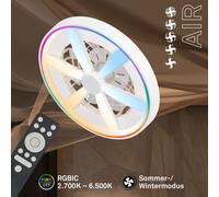 BRILONER - Ventilador de techo con luz LED, mando a distancia, motor DC silencioso con 5 velocidades, RGBIC, CCT y luz regulable, lámpara ventilador techo dormitorio, 48 x 15 cm, blanco