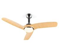 Ventilador de techo con lámpara LED, 25 W, 128 cm, diseño de madera