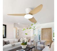 Ventilador de techo con luz - 100 cm, diseño imitación madera - 6 velocidades - LED, luz cálida
