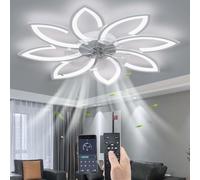 Ventilador de techo con luz - 90 cm, blanco - LED regulable - 6 velocidades - Diseño moderno