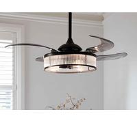 Ventilador de techo con luz ac 60w con mando ø122 cm corbelle fanaway negro luz cálida 4 aspas retráctiles tipo lámpara| 3 velocidades| recomendado de 20 a 40m²