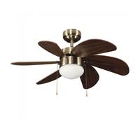 wonderlamp Ventilador de Techo Cuero 76 cm con Motor AC 3 Velocidades, 6 Palas MDF, Función Verano Invierno, Casquillo E27, Apto Techos Inclinados 19°, NO TIENE MANDO A DISTANCIA