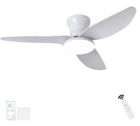 Ventilador de techo con luz, blanco - 100 cm - Motor DC silencioso - 6 velocidades - Luz regulable