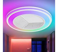 Ventilador de techo con luz - Blanco, acrílico - Diseño moderno - 50x50x17 cm - Ideal para dormitorio - Eléctrico, con cable