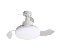 Ventilador de techo con luz Control remoto lámpara tricolor regulable 3 | Plafón telescópico E27 roscado transparente aspas plegables control remoto regulador para salón dormitorio