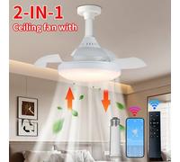 Ventilador de Techo con Luz de 15.8 Pulgadas y Control Remoto, Ventilador LED de 30W con Enchufe E27, Ventilador de Techo Inalámbrico, Iluminación para Cocina, Dormitorio, Habitaciones Pequeñas