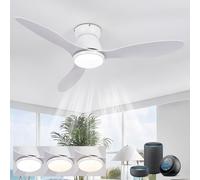 Ventilador de techo con luz inteligente, compatible con Alexa, estilo candelabro, 106 cm, blanco, diseño ultra moderno, motor DC, 6 velocidades, reversible, ideal para dormitorios