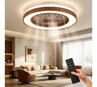 Ventilador de Techo con Luz, Lampara Ventilador Techo Regulable con Mando a Distancia, 6 Velocidades/Ultrasilencioso/Temporizador/Memoria, Plafon LED para Dormitorio Cocina Salon Comedor- Ø48CM