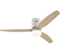 Ventilador de techo con luz LED, 132 cm, modelo CVTGHC4, silencioso, 6 niveles de velocidad, diseño nórdico, temporizador, control remoto, modo verano, modo invierno, aspas de madera clara