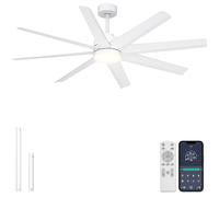 Ventilador de techo con luz LED - Diámetro de 152 cm - Potencia de 40 vatios - Blanco - Para refrigeración y circulación del aire