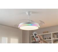 : Ventilador de techo con luz LED RGB 4 aspas retráctiles y mando a distancia de InnovaGoods