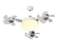 Ventilador de Techo con Luz LED Silencioso, 3 Velocidades y Aspas Retráctiles, Lámpara de Techo con Ventilador para Dormitorio, Salón, Oficina | Diseño Moderno, Control Remoto (Blanco, 3 cabezas)