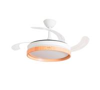 Ventilador de Techo con Luz LED y Aspas Retráctiles Motor DC Silencioso 6 Velocidades Innovagoods - color Madera y Blanco