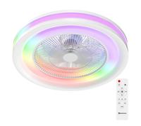 Ventilador de Techo con Luz OstarkDom, 2800 Lúmenes LED RGBIC + CCT, 500mm, Motor DC de 3 Velocidades, 7200m³/h, Mando a Distancia, Función Invierno/Verano, Silencioso, IP20, Blanco OstarkDom-leduni D