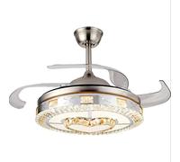 Ventilador de Techo con Luz Regulable de 42 Pulgadas para Interiores, Lámpara de Araña de Cristal Led, Ventilador de Techo Retráctil Invisible Moderno con Motor Dere Puro./Mando a Distancia