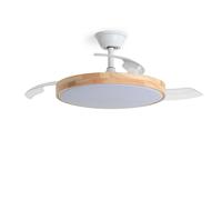 Ventilador de Techo con luz Silencioso DC aspas retráctiles Dari White / wood