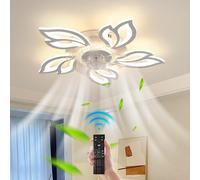 Ventilador de techo con luz, ventilador de techo con 6 velocidades, 3 colores, con control remoto iluminado, ventilador de techo empotrado, diseño moderno