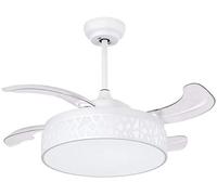 Ventilador de Techo con Luz Y Control Remoto para Interiores, con 4 Aspas, Lámpara de Araña Led Retráctil Invisible Tipo Nido de Pájaro de 42" para Ventiladores de Techo de Sala de Estar.