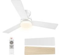 Ventilador de techo con luz y mando a distancia, 107 cm, motor DC, regulable, 3 temperaturas de color, temporizador, funcionamiento silencioso, ra salón y dormitorio