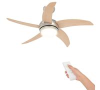 Ventilador de techo con luz y mando a distancia, diámetro 110 cm, estilo Sonoma (vidaXL)