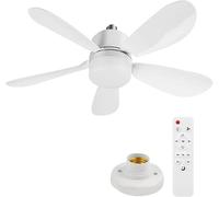 Ventilador de Techo con Luz y Mando a Distancia, Lámpara de Ventilador LED Regulable Plafón Temporizador, 5 Aspas, Silencioso, 3 Velocidades, para Salón, Oficina, Dormitorio, Habitación (42cm+Base)