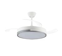 Ventilador de techo con motor DC modelo Plumax, 5 acabados a elegir, Tecnologia Led 45W eficiente de 4400 Lumenes, Control remoto con temporizador, luz regulable en color e intensidad, Memoria motor
