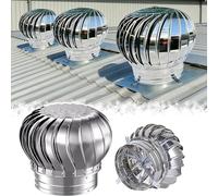 Ventilador de techo con turbina de acero inoxidable, tapa de turbina de viento de 20 cm de diámetro de metal de grado 304, ventilación del ático, aire de escape impulsado por el viento, montaje en