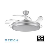 Abrila Esparta Maxi Plata 80W 132Cm - Ventilador De Techo 5 Aspas Retráctil