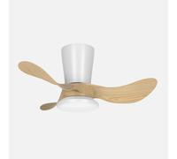 Ventilador de techo dc fabrilamp triollo 27w blanco/haya con luz led 2
