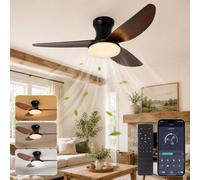 Ventilador de techo de 100 cm con iluminación, motor DC, 3 colores de luz, regulable, 6 niveles de velocidad, control remoto y control mediante aplicación
