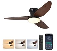 Ventilador de techo de 100 cm con iluminación y control remoto, motor DC, 3 temperaturas de color, regulable en 6 niveles, control mediante aplicación