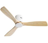 Ventilador de techo de 132 cm, con 3 aspas de madera, mando a distancia, 6 velocidades, temporizador, sin luz