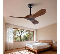 Ventilador de techo de 42 pulgadas, con 3 aspas de madera, diseño de hélice, control remoto y función de memoria